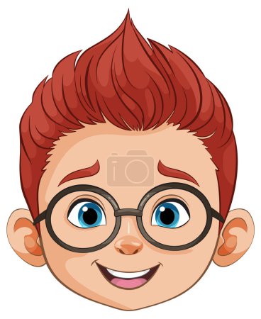 Illustration for Vector illustration of a smiling boy with glasses - Royalty Free Image