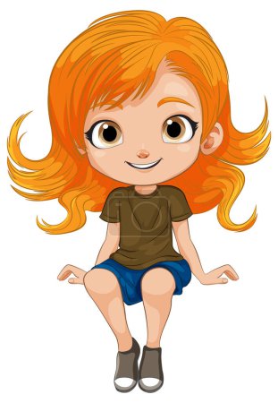Illustration for Vector graphic of a happy, seated young girl - Royalty Free Image