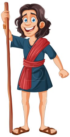 Ilustración de Personaje animado en traje de pastor tradicional - Imagen libre de derechos