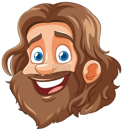 Téléchargez les illustrations : Illustration vectorielle d'un homme barbu souriant - en licence libre de droit