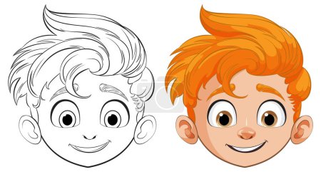 Téléchargez les illustrations : Illustration vectorielle d'un garçon heureux et souriant - en licence libre de droit