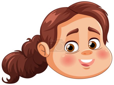 Téléchargez les illustrations : Graphique vectoriel du visage d'une jeune fille souriante - en licence libre de droit