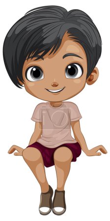 Ilustración de Ilustración vectorial de un niño sentado feliz - Imagen libre de derechos