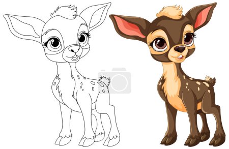 Illustration for Vector illustration of a fawn, outlined and colored. - Royalty Free Image