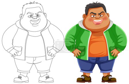 Ilustración de Ilustración en dos etapas de un personaje de dibujos animados - Imagen libre de derechos