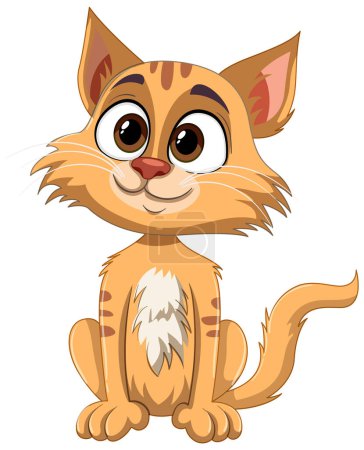 Illustration for Cute, smiling orange tabby kitten illustration. - Royalty Free Image