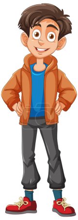 Illustration for Vector illustration of a smiling young boy standing. - Royalty Free Image