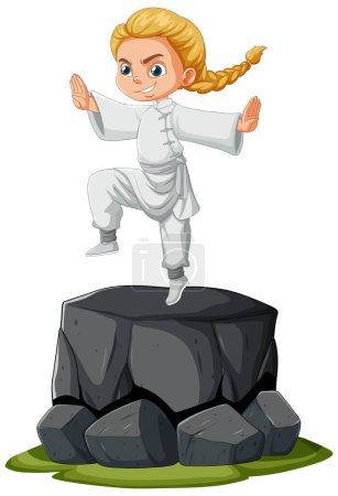 Illustration for Illustration of a child in martial arts pose. - Royalty Free Image