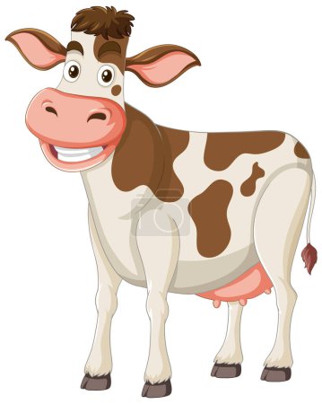 Téléchargez les illustrations : Illustration vectorielle d'une vache heureuse et souriante - en licence libre de droit