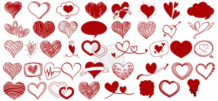 Téléchargez les illustrations : Dessins de coeur rouge assortis pour divers thèmes - en licence libre de droit