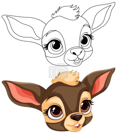 Illustration for Vector illustration of a cartoon fawn, colored and outlined. - Royalty Free Image