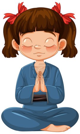 Illustration for Cartoon of a child meditating with eyes closed - Royalty Free Image