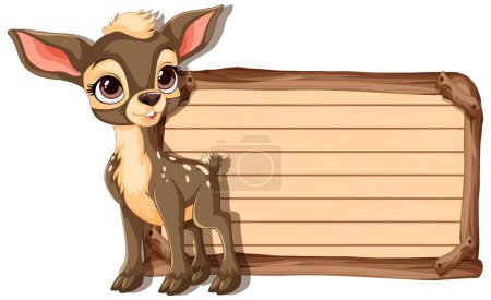 Illustration for Adorable deer next to an empty signboard. - Royalty Free Image