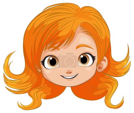 Illustration for Vector illustration of a smiling young redhead girl. - Royalty Free Image