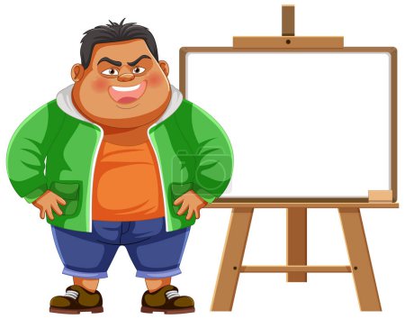 Illustration for Cartoon artist standing next to an empty easel - Royalty Free Image