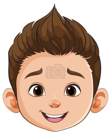 Téléchargez les illustrations : Illustration vectorielle du visage d'un jeune garçon heureux - en licence libre de droit