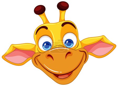 Téléchargez les illustrations : Visage lumineux et joyeux de girafe avec un grand sourire - en licence libre de droit