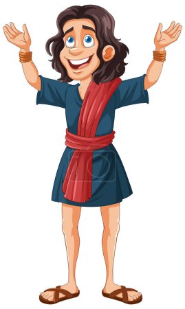 Illustration for Happy cartoon character in traditional Greek attire - Royalty Free Image