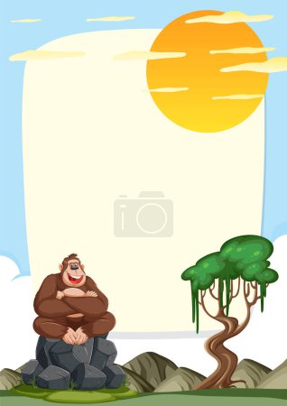Illustration eines glücklichen Riesen, der unter der Sonne sitzt.