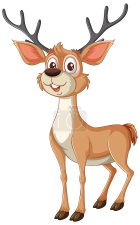 Illustration for A happy reindeer with antlers in vector style. - Royalty Free Image