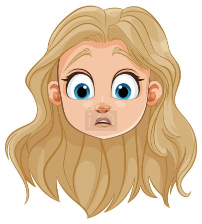 Illustration vectorielle d'une fille avec une expression surprise