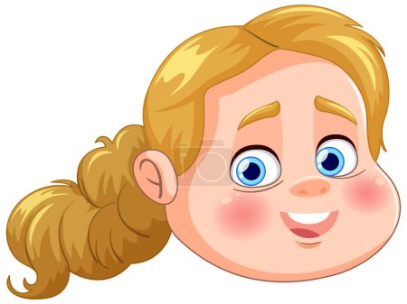 Téléchargez les illustrations : Illustration vectorielle du visage d'une jeune fille souriante - en licence libre de droit