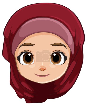 Téléchargez les illustrations : Illustration vectorielle d'une fille avec un hijab - en licence libre de droit