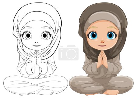 Téléchargez les illustrations : Illustration vectorielle d'une fille portant un hijab - en licence libre de droit