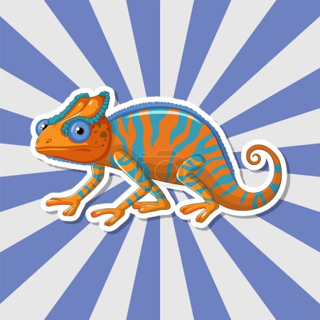 Téléchargez les illustrations : Illustration vectorielle vibrante d'un caméléon stylisé - en licence libre de droit