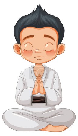 Illustration for Cartoon boy meditating in a peaceful pose - Royalty Free Image