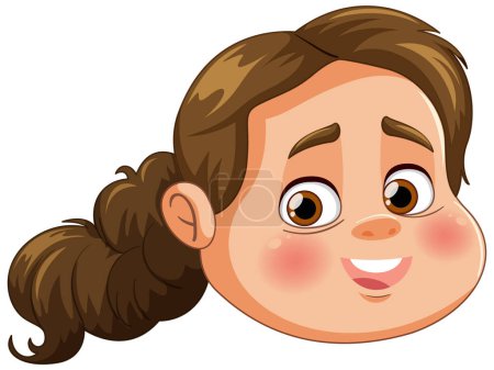 Téléchargez les illustrations : Illustration vectorielle du visage d'une jeune fille souriante - en licence libre de droit