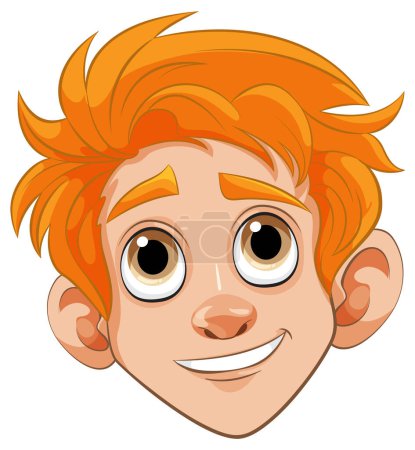 Vector illustration of a happy, young redhead boy