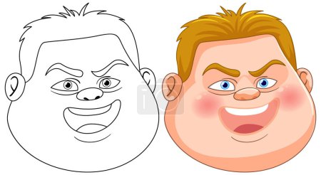 Ilustración de Dos etapas de una ilustración de personajes de dibujos animados. - Imagen libre de derechos