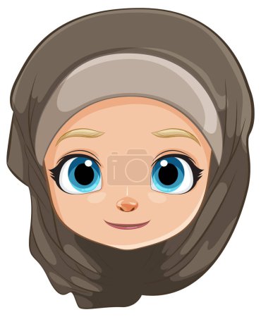 Illustration for Vector graphic of a young girl wearing a hijab - Royalty Free Image