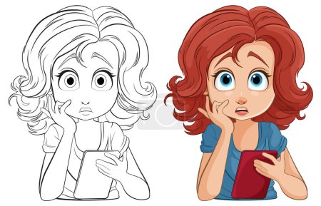 Illustration for Colorful vector of a girl reacting with surprise - Royalty Free Image