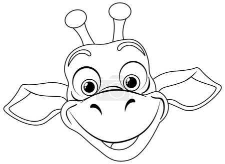 Illustration for Black and white illustration of a happy giraffe. - Royalty Free Image
