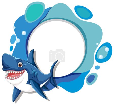Téléchargez les illustrations : Illustration vectorielle d'un requin souriant aux bulles - en licence libre de droit