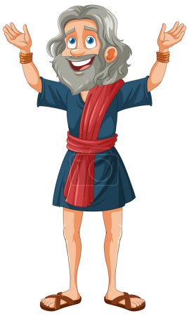 Illustration for Happy cartoon philosopher with open arms - Royalty Free Image