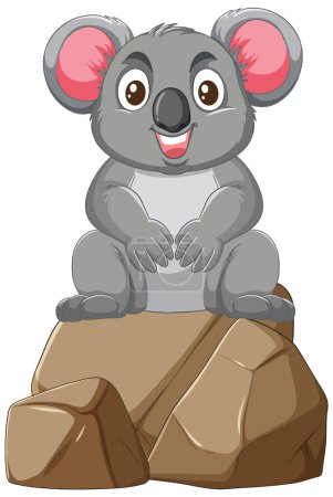Vector illustration of a happy koala on stones