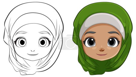 Vector illustration of a girl wearing a hijab
