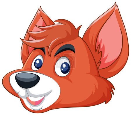 Téléchargez les illustrations : Illustration vectorielle de couleur vive d'un renard souriant - en licence libre de droit