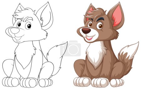 Illustration for Vector illustration of a dog, colored and line art. - Royalty Free Image