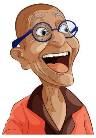 Téléchargez les illustrations : Illustration vectorielle d'un homme âgé heureux - en licence libre de droit