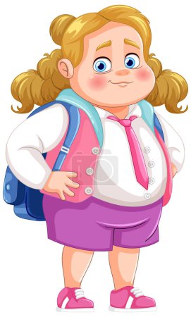 Illustration for Cheerful young girl with backpack smiling - Royalty Free Image
