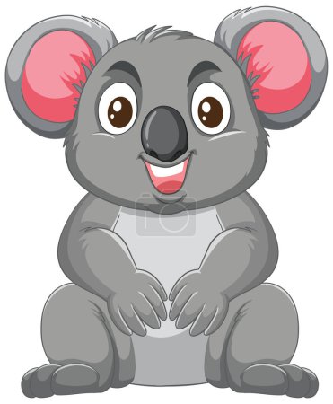 Téléchargez les illustrations : Adorable illustration vectorielle d'un koala souriant - en licence libre de droit