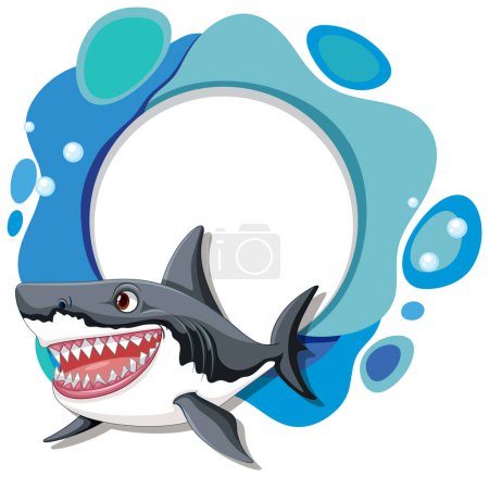Vector illustration of a smiling shark with water bubbles