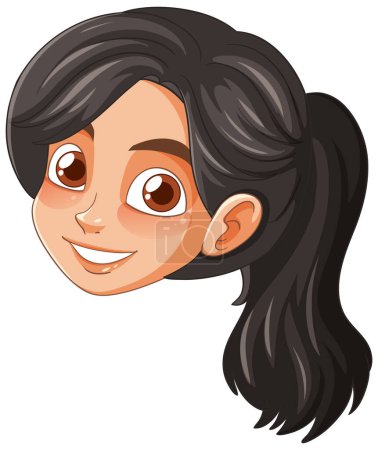 Vector illustration of a happy, smiling young girl