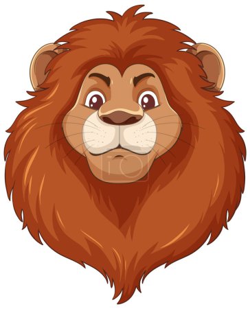 Illustration for Cartoon-style head of a confident male lion. - Royalty Free Image