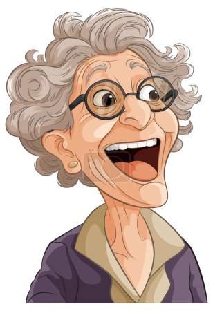 Téléchargez les illustrations : Illustration vectorielle d'une femme âgée heureuse et souriante. - en licence libre de droit