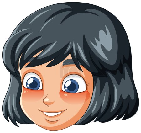 Téléchargez les illustrations : Illustration vectorielle d'une jeune fille heureuse souriante. - en licence libre de droit